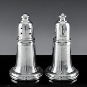 Cute Pair of Empire Pewter Weighted Salt and Pepper Shakers