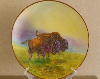 Antique Nippon Hand-painted Plate – Black & Gold Lakeside