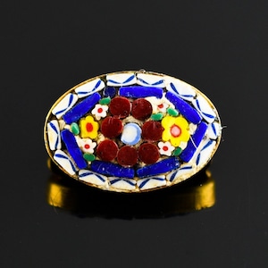 Very Nice Vintage Italian Micro Mosaic & Gold Gilt Metal Brooch Pin #1 ~ Listing Several fine examples - Save w Combined Shipping