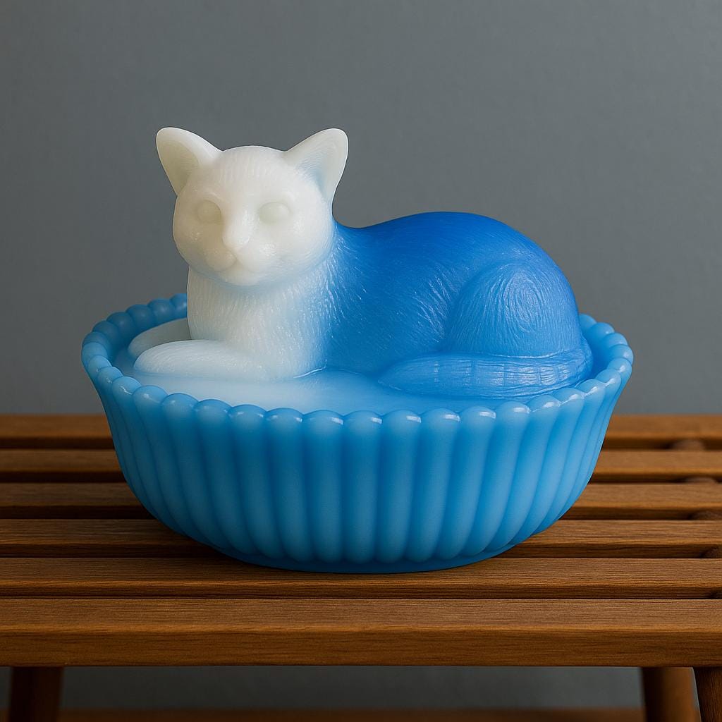 Glass Cat on Nest - Etsy