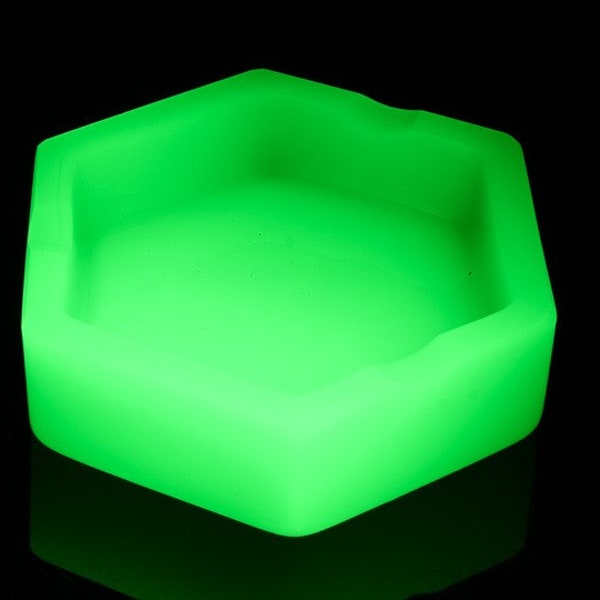 Hard to Find Art Deco to Mid Century Modern Period Green Jadeite Uranium Glass Ashtray Bowl | Rare Example | Glows Very Brightly