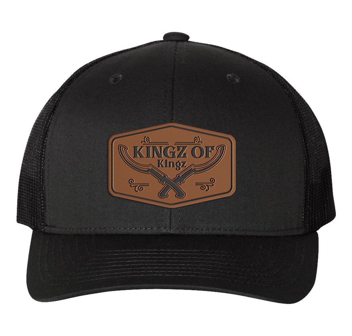 Black on black leather patch richardson snapback trucker hat Etsy