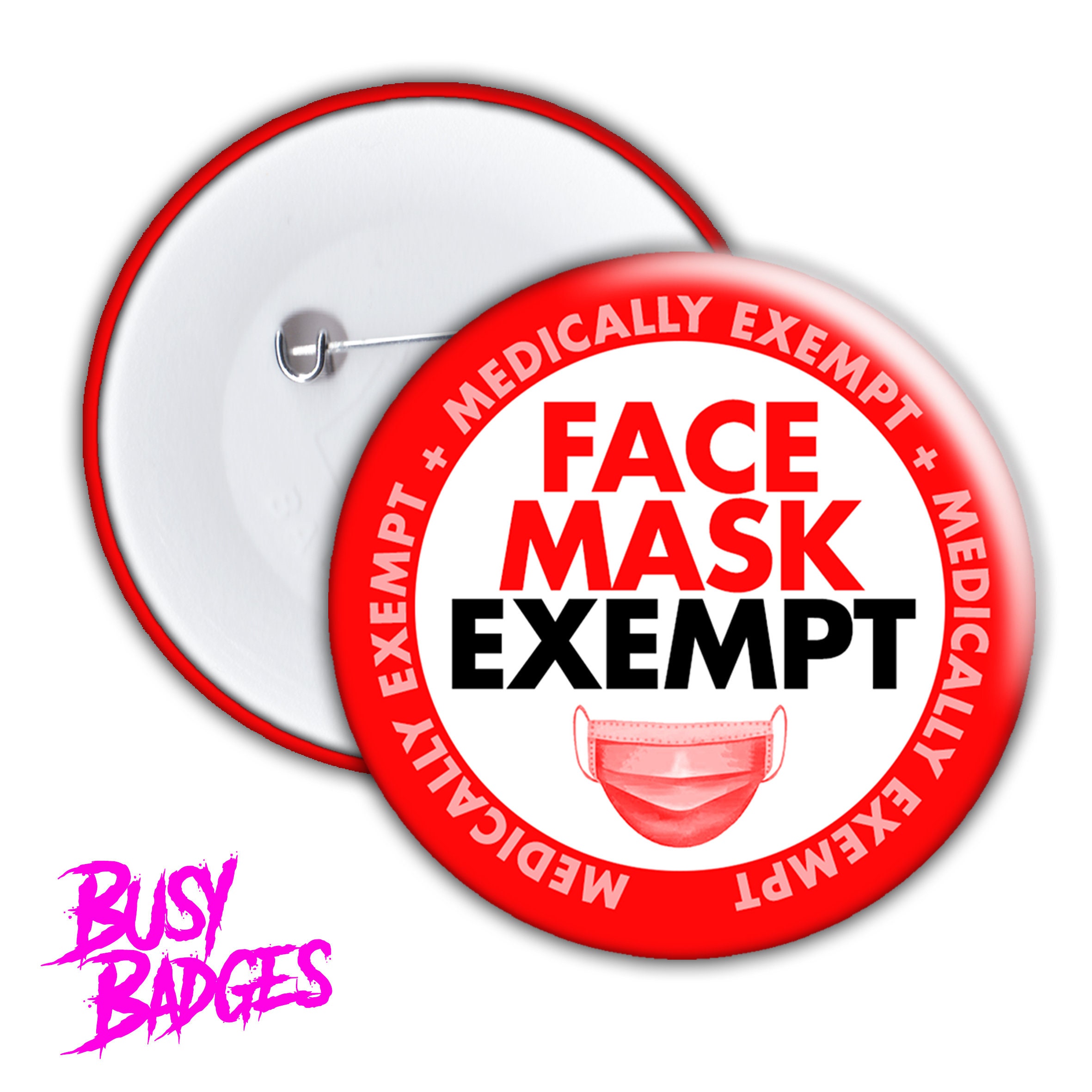 Face Mask Exempt Badges Pin Button Medical Exemption Etsy Australia