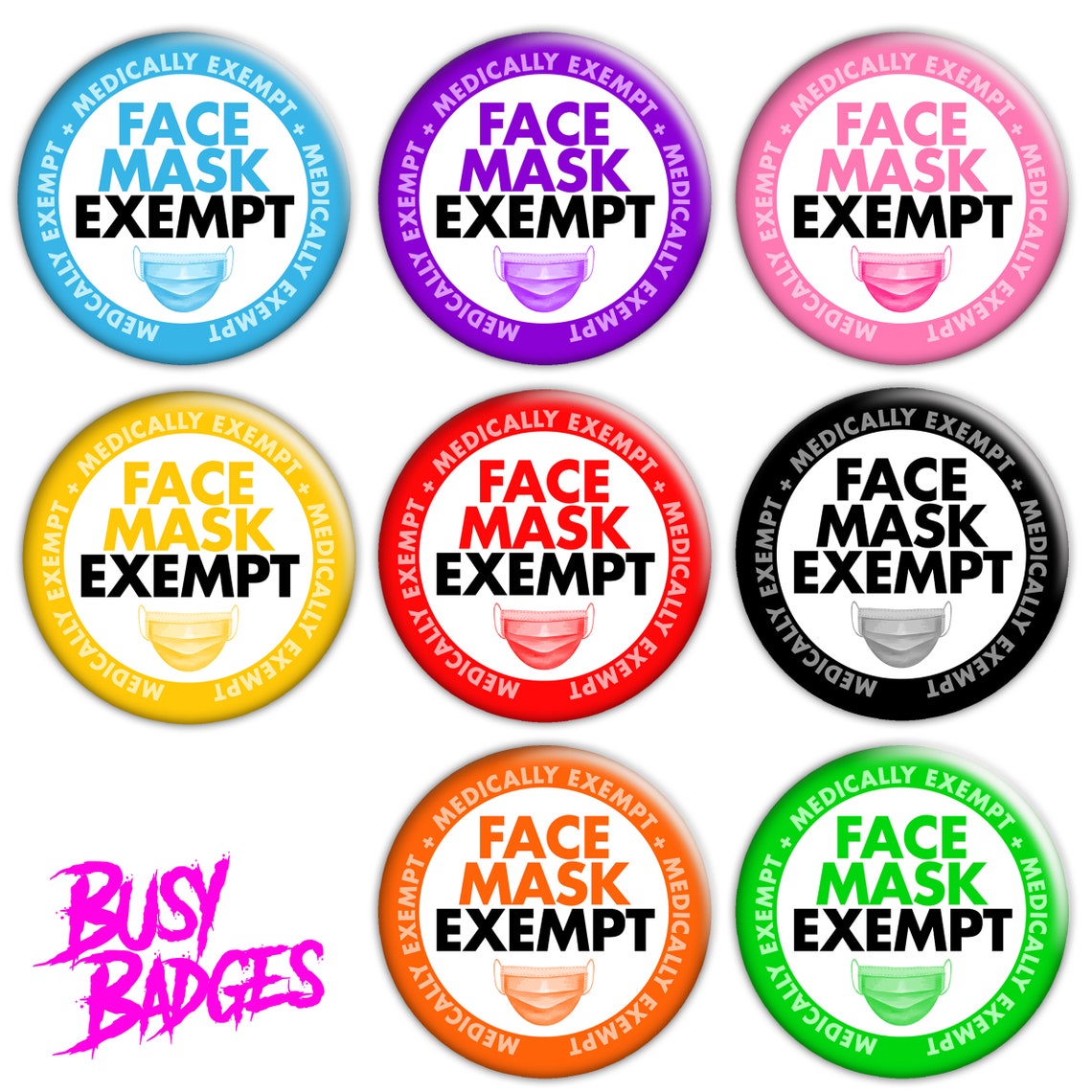 Face Mask Exempt Badges Pin Button Medical Exemption Etsy Australia