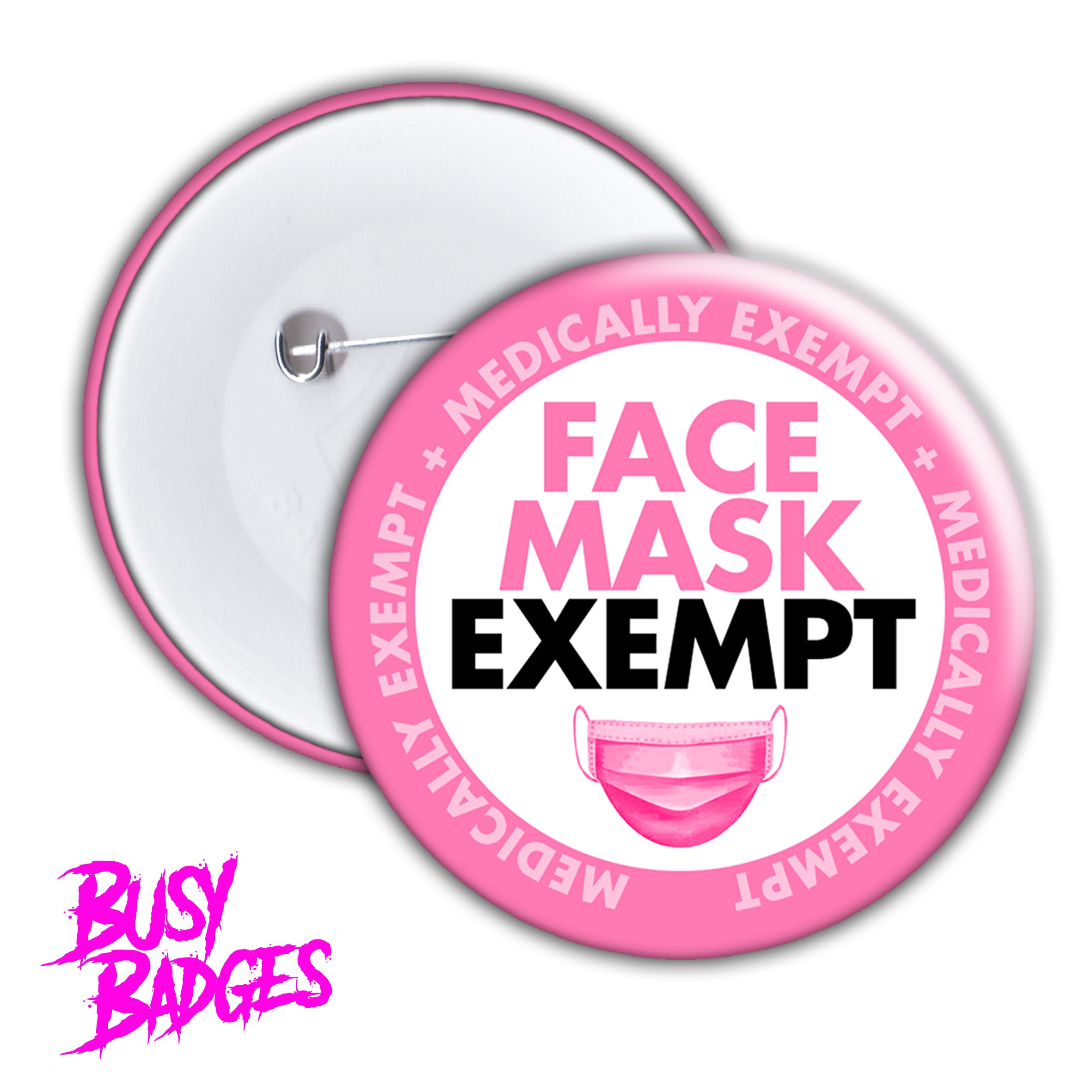 Face Mask Exempt Badges Pin Button Medical Exemption Etsy Australia