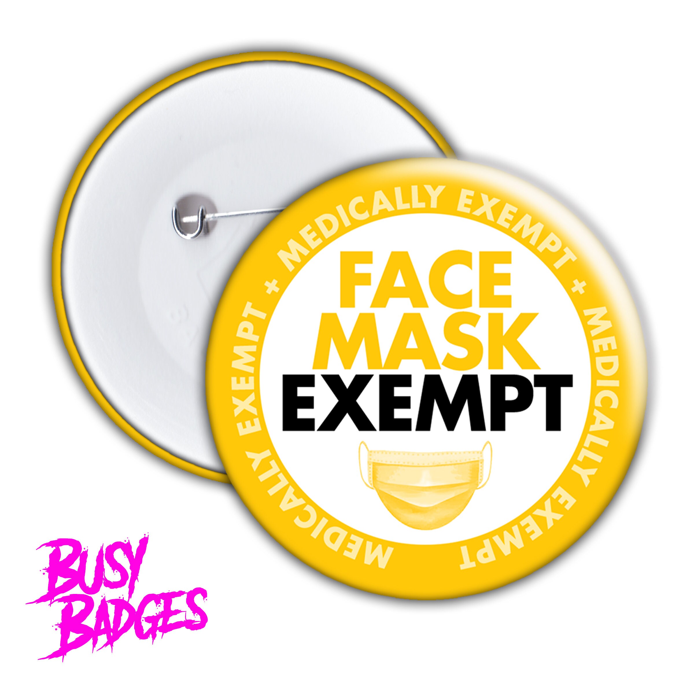 Face Mask Exempt Badges Pin Button Medical Exemption Etsy Australia
