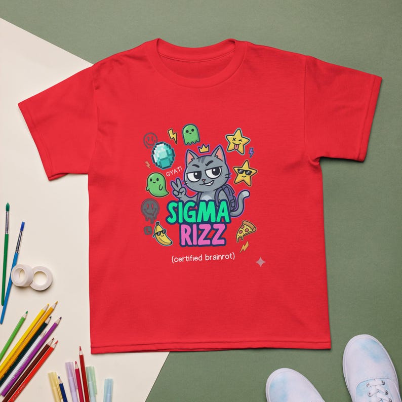 Sigma Rizz Kids Shirt | Certified Brainrot Meme Youth Tee | Funny Sigma ...