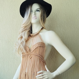 Boho Delight Macrame Dress – Handmade Fringe Festival Outfit, Boho Party Dress, Customizable Rave & Beachwear