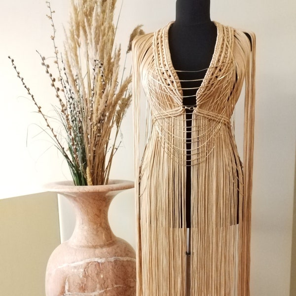 Robe macramé, robe d'anniversaire, matière brillante, robe de fête folle, robe de festival, robe à franges, robe boho, burnungman