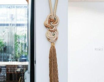 Makramee-Wandbehang, handgemachte Boho-Wandkunst, benutzerdefinierte großer Knoten-Quasten-Dekor