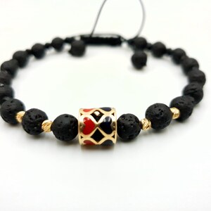 14K Yellow Solid Gold beads and natural Lava ,Onyx beads Bracelet/Gold Pendant/Jewelry Perfect Gift for Men and Women/Limited edition.