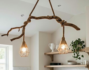 Lampadario a sospensione in legno per soffitto - Lampada a sospensione in legno per arredamento personalizzato
