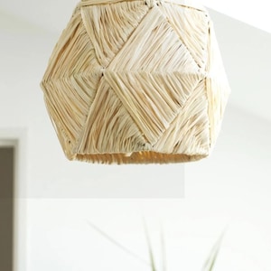Boho Style Lighting, Boho Chic Raffia Chandelier ,Sustainable Fringe Light Fixture, handwoven Raffia Pendant Lamp - Earthy Bohemian Lighting