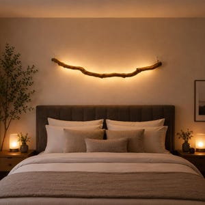 Natural Wood Branch Lamp, Wooden Wall Light, Rustic LED Decor, Wooden Floor Lighting