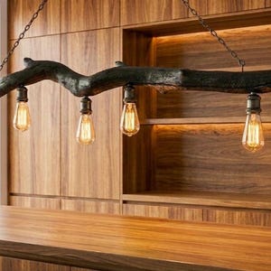 Lampada da soffitto in legno – Lampada rustica in legno, arredamento boho personalizzato per la casa