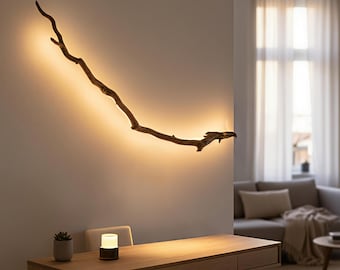 Lampada a sospensione in legno naturale, applique da parete in legno, decorazione rustica a LED, illuminazione da terra in legno