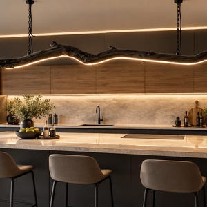 Holz-Deckenleuchte – Rustikale Holzlampe, Boho-Wohndekoration
