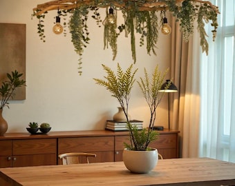 Lampadario rustico in legno – Lampada da soffitto boho personalizzabile, arredamento boho per la casa