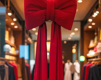 Red Velvet Christmas Tree Bow Luxury Holiday Decoration Personalized Gift