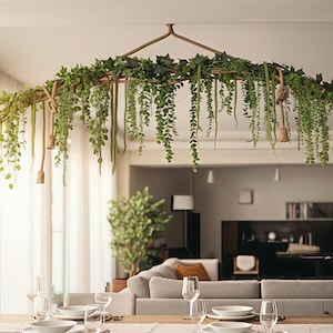 Houten plafondlamp – Rustieke houten lampenkap, boho-verlichtingsarmatuur gepersonaliseerd interieur
