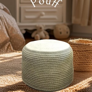 Makramee Cord Häkel Pouf Ottomane – Handgefertigtes Bodenkissen, Boho Hocker Handgewebter Makramee Sitzsack, Fußhocker zur Entspannung und Meditation
