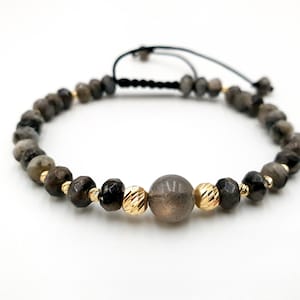 14k gele massief gouden armband en hematietkralen/armband met natuurstenen/puur gouden sieraden armbanden/armbanden voor heren en dames