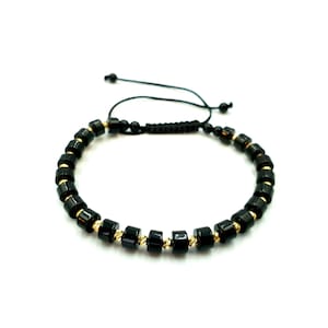 GOLD Bracelets/Bracelet in 14k Yellow SOLID GOLD/Handmade Jewelry , Onyx  Natural Stones Bracelet/Gift Bracelets for Women&#39;s & Men&#39;s