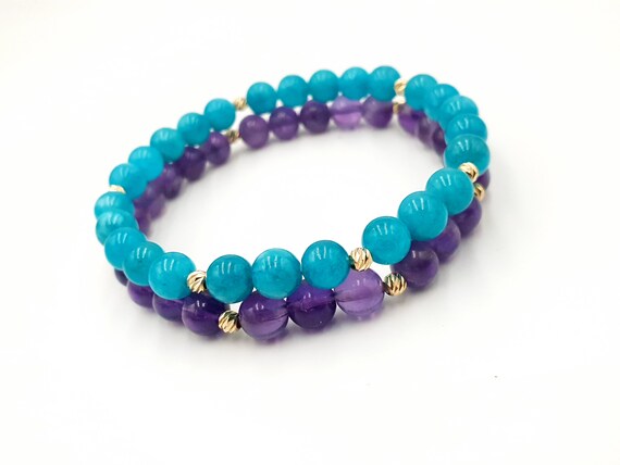 Bracelet Perles De Culture Améthyste Doré - Or Jaune 14k Plaqué - Neuf Avec étiquettes