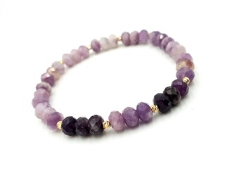 Bracelet Perles De Culture Améthyste Doré Or Jaune 14k - Fait Main, Neuf Avec étiquettes