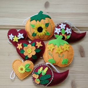 Thanksgiving decoration set, Felt Cornucopia, Pumpkin, Fall decoration