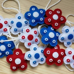 4th of July decoration, Handmade, Flower ornaments, Small Patriotic decoration