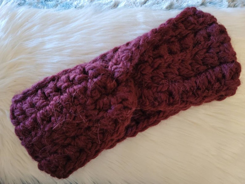 Smooth Thick Twisted Headband Maroon
