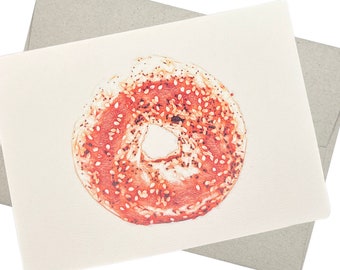 Everything Bagel Greeting Card with Envelope (5X7 Inch and Blank Inside) for lovers of bagels