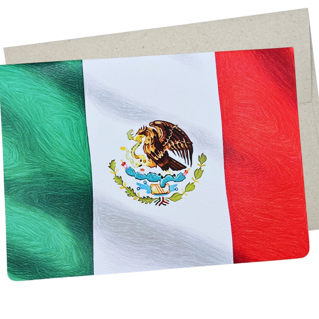 Mexican Flag Card (7X5 Inches and Blank Inside) Mexico Flag Notecard ...
