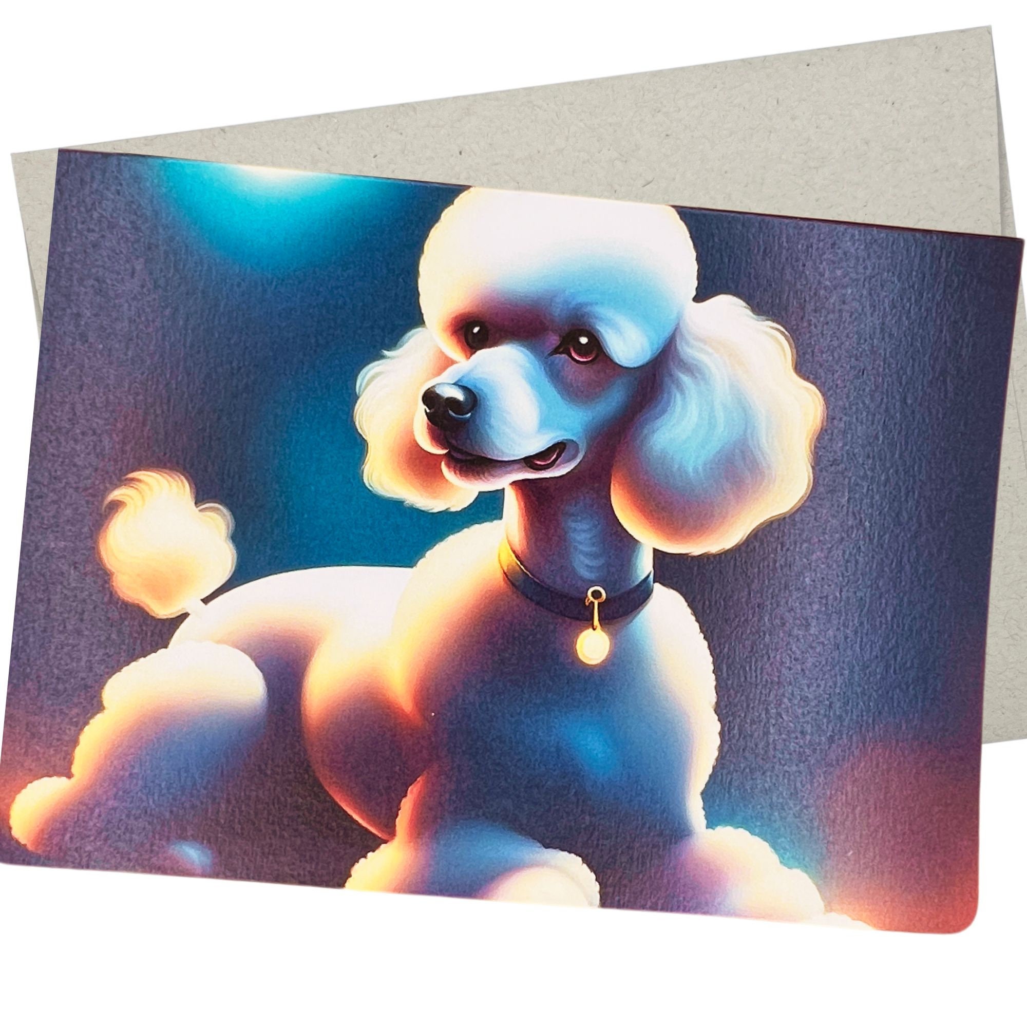 Colorful Dreamy Poodle Card, Poodle Birthday Card (1 Premium Quality Folded Card, Blank Inside, 5X7 Inches) for All Occasions - 438