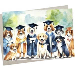 Dog Graduation Card (7X5 Inch and Blank Inside) for elementary school grad, animal lover graduation, veterinarian and vet tech too - 883