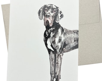 Great Dane Card (7X5 Inches and Blank Inside) Great Dane Birthday Card or All Occasions - 311