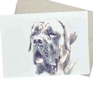 English Mastiff Greeting Card with Envelope (5X7 Inches and Blank Inside) graduation, get well, birthday, anniversary, gratitude, sympathy