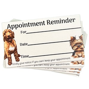 100 Cute Grooming Appointment Reminder Cards - for Business, Grooming, Groomers, Veterinarians, Vets Offices, Pet Hospital, Kennels