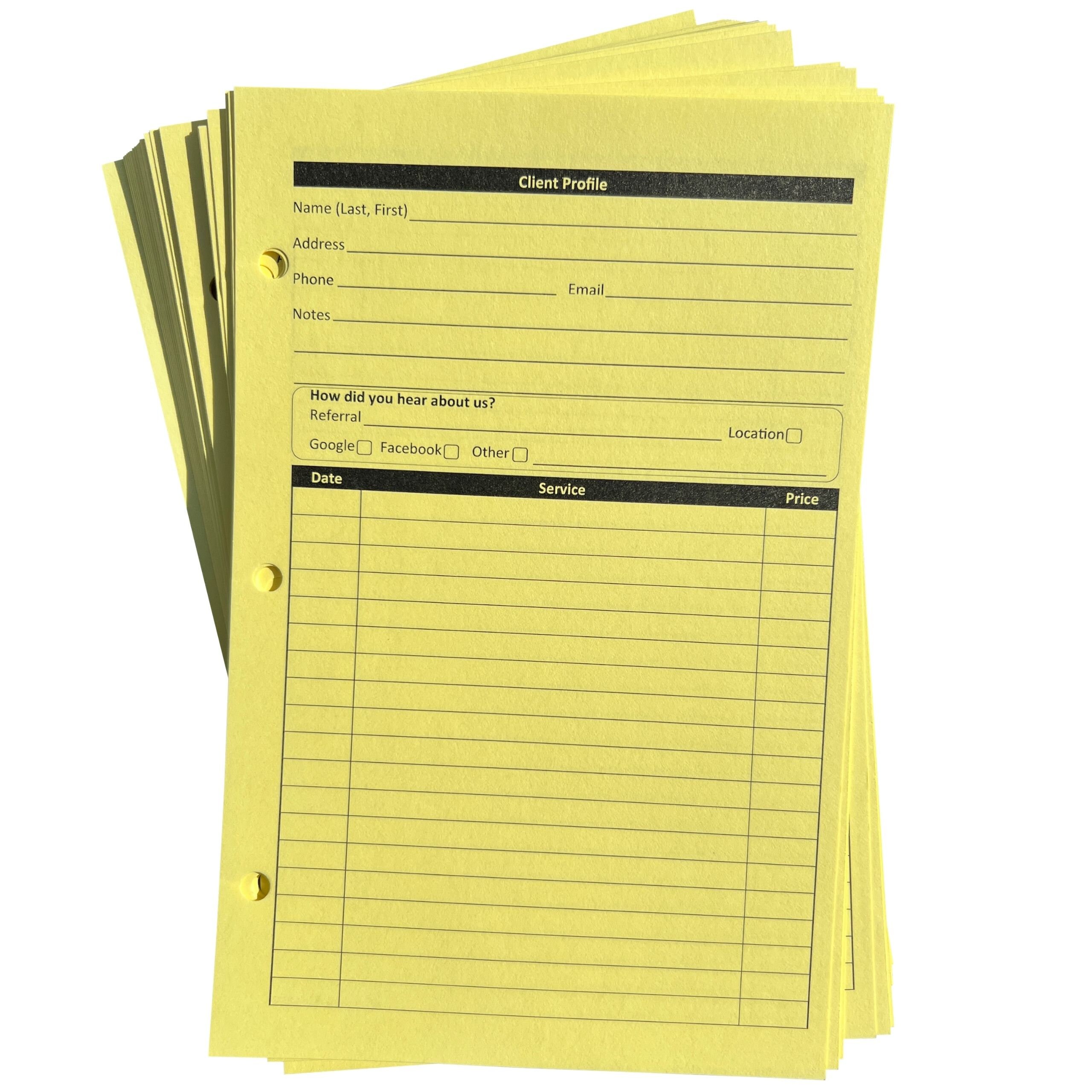 Client Data Binder Insert Cards For Hairdressers, Salons, Beauticians, Spa, Nail Salons, Beauticians Etc. 5.5 X 8.5 Inches - 100 Cards Per Pack - View #4