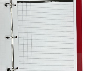Activity Log Binder Inserts (50 Sheets, 8.5 X 11 Inches) 3-Hole Planner Insert Forms to List an Appointment, Task or Contact.