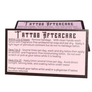 100 Pink Tattoo Aftercare Instructions Business Cards (3.5” X 2” inches) After Inked Tattoo Supplies