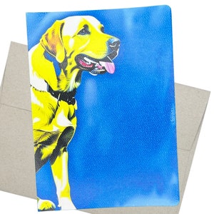 Artistic Yellow Lab Greeting Card with Envelope (5X7 Inches and Blank Inside) Cute Labrador Retriever Notecard for all occasions