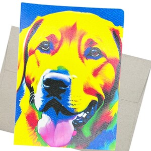 Artistic Yellow Lab Greeting Card with Envelope (5X7 Inches and Blank Inside) Cute Labrador Retriever Notecard for all occasions