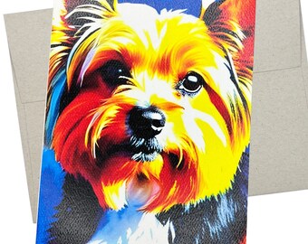 Yorkie Card (7X5 Inches and Blank Inside) Yorkshire Terrier Birthday Card - 315
