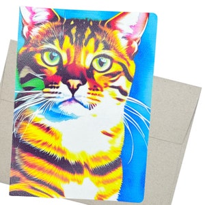 Artistic Bengal at Greeting Card with Envelope (5X7 Inches and Blank Inside) Cute Cat and Kitten Notecard for all occasions