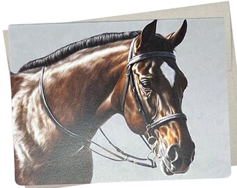 Beautiful Thoroughbred Card (7X5 Inch and Blank Inside for All Occasions) for Birthday, Horse Sympathy, or as a Horse Wedding Card - 725