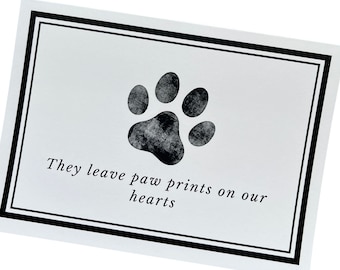 16 Paw Print Pet Sympathy Cards with Envelopes (4.25 X 6 Inches) for dog groomers,pet grooming, veterinarians, vets, boarding