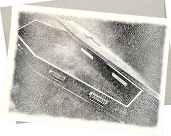 Coffin Greeting Card with Envelope (7X5 Inches, Blank Inside) Gothic style for horror movie, Halloween, and goth lovers - 213