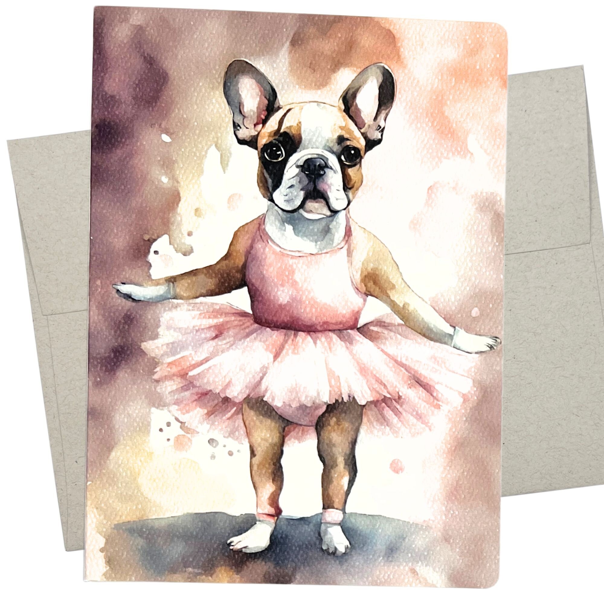 Süße Frenchie-Ballerina Glückwunschkarte – Perfekt Nach Der Tanzaufführung Für Deine Kleine Tänzerin